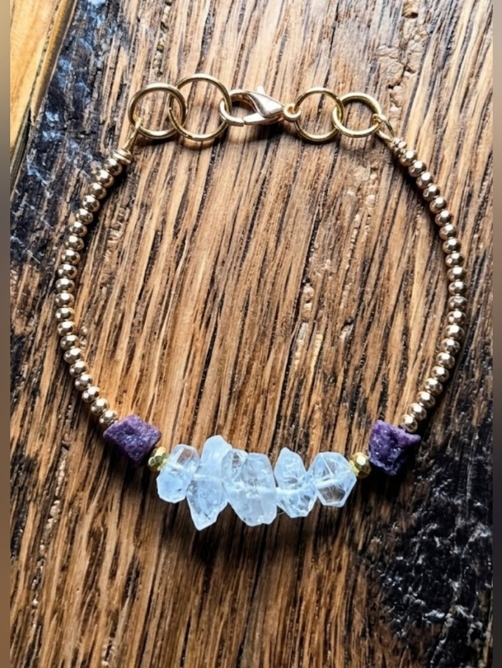 Artisan Alchemy:  True Raw Rubies & Double Terminated Herkimer Diamond Bracelet